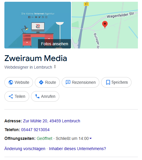 Mockup eines Google-My-Business-Eintrags